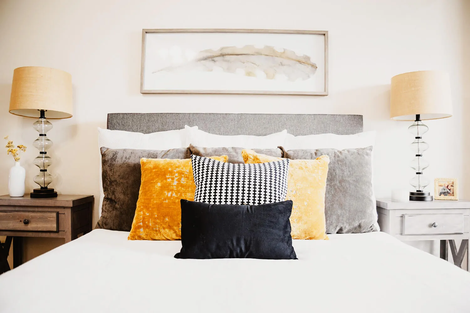 Mustard Cushions Bedroom