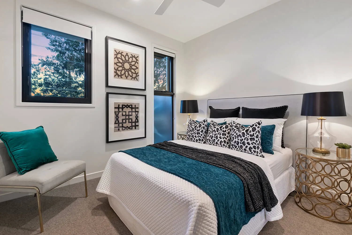 Teal Black Guest Bedroom